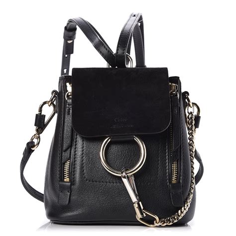 Chloe Suede Calfskin Mini Faye Backpack Black